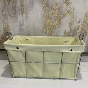 Green Cloth and Silver Wire Storage Basket